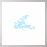 Copie encadrée par corail bleu subtil d'océan posters