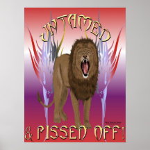 Copie encadrée par lion indompté posters