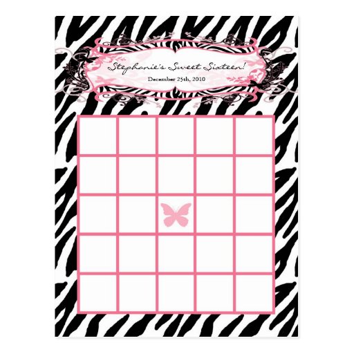Copie Girly de zèbre de papillon de carte programm Cartes Postales