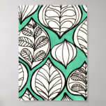 Copie graphique de motif moderne de feuille affiche