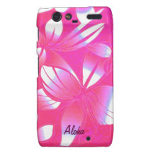 Copie hawaïenne traditionnelle de rose et blanche coque droid RAZR