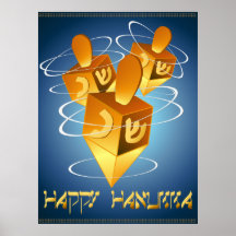 Copie heureuse de Hanukka Dreidels Affiches