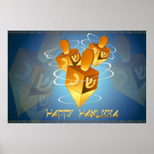 Copie heureuse de Hanukka Dreidels Posters