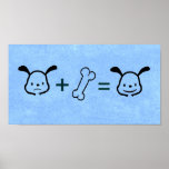 Copie heureuse de maths de chien - bleu poster