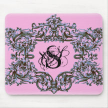 COPIE INITIALE PERSONNALISABLE ROSE ET TURQUOISE P TAPIS DE SOURIS