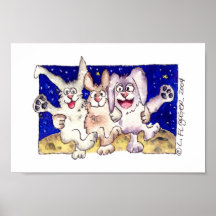 Copie mignonne d'affiche de danse de lune de lapin