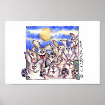 Copie mignonne d'affiche de pleine lune de lapin d