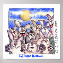 Copie mignonne d'affiche de pleine lune de lapin d