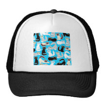 Copie mignonne de chat de bande dessinée de minous casquette