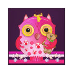 Copie mignonne de toile avec le hibou de bébé de b toile tendue