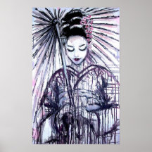 Copie moderne d'art de geisha affiche