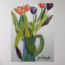 Copie multicolore de tulipes affiche