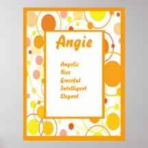 Copie orange géniale d'art de mur de nom de bébé d affiches