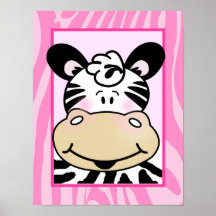 Copie rose 11 x 14 d'art de bébé de rayure de zèbr affiche