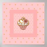 Copie rose d'art d'affiche de petit gâteau
