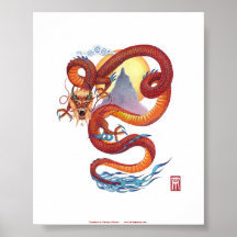 Copie rouge chinoise de dragon affiches