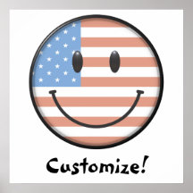 Copie souriante de visage de drapeau patriotique d posters