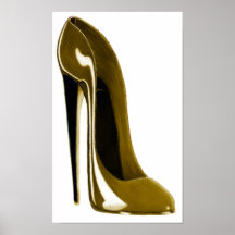 Copie stylet beige d'or de chaussure posters