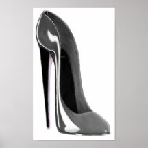 Copie stylet de chaussure de gris argenté poster