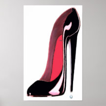 Copie stylet noire d'art de chaussure affiche