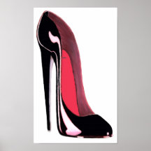 Copie stylet noire d'art de chaussure affiche