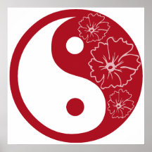 Copie tropicale rouge d'affiche de Yin Yang de fle