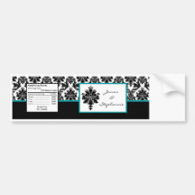Copie turquoise de dentelle de damassé de noir d'é adhésifs pour voiture