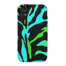 Copie verte et bleue abstraite 2 de zèbre coque iPhone 4