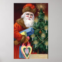 Copie vintage d'affiche de Noël du père noël
