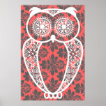 Copie vintage de damassé de hibou de huée de Stell Posters