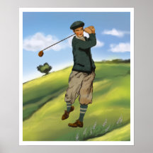 Copie vintage de golf de golfeur de regard posters