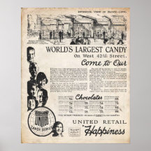 Copie vintage de mur de magasin de bonbons posters