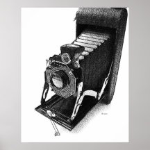 Copie vintage esquissée d'art d'appareil-photo affiche