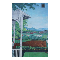 Coq et affiche de champ de ferme posters
