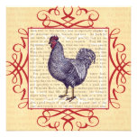 Coq vintage élégant de poulets de Plymouth Rock Faire-parts