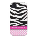 Coque-Compagnon rose de l'iPhone 4 de rayure de zè Étui iPhone 4/4S
