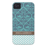 Coque-Compagnon turquoise de l'iPhone 4 de motif d Coques iPhone 4 Case-Mate