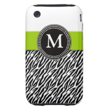 Coque-Compagnon vert de l'iPhone 3 de motif de zèb Coques iPhone 3 Tough