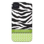 Coque-Compagnon vert de l'iPhone 4 de rayure de zè Étuis iPhone 4