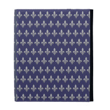 Coque ipad argenté de bleu de Fleur de lys Floral