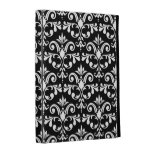 Coque ipad noir et blanc de motif de damassé