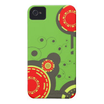 Coque iphone abstrait de rouge et de vert coques iPhone 4