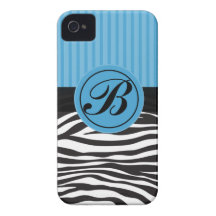 Coque iphone bleu et noir d'impression de zèbre de coques iPhone 4 Case-Mate