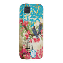 Coque iphone de damassé d'oiseau de cage à oiseaux coque iPhone 4 de Case-Mate