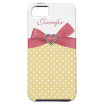 Coque iphone de point de polka de jaune d'impressi étuis iPhone 5