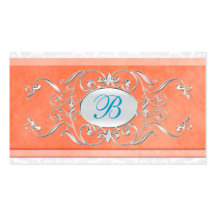Corail, bleu, et étiquette grise de faveur de mari modèle de carte de visite