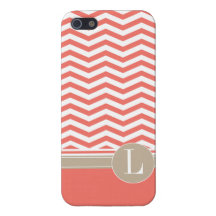 Corail chic du monogramme | de Chevron iPhone 5 Case