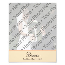 Coral & Cream Wedding Photo Prints w/ Custom Text