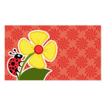 Coral & Red Swirl; Ladybug Business Card