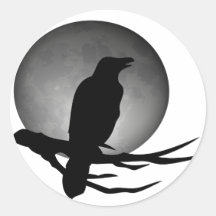 corbeau de clair de lune adhésifs ronds